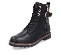 Schnürstiefelette REMONTE, Damen, Gr. 39, schwarz, Leder, Lederimitat, Schuhe Schnürstiefelette, Schnürboots, Casual-Stiefelette, Blockabsatz, mit großer Zierschließe (19792614-39)
