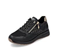 Remonte Sneaker D0700 Damen Lederimitat Schwarz/Gold remonteTEX wasserabweisend 39
