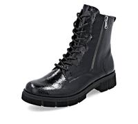 Schnürstiefelette REMONTE, Damen, Gr. 40, schwarz, Lacklederimitat, glänzend, modisch, Schuhe, Schnürboots, Stiefelette, Profilsohle, mit Glitzer-Schnürsenkel (40984366-40) schwarz