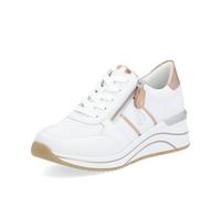 Keilsneaker REMONTE Gr. 40, weiß (weiß, kupfer) Damen Schuhe Sneaker mit Metallic-Kontrastbesätzen (24000167-40)