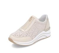 Remonte Damen Low-Top Sneaker D0T15, Frauen Halbschuhe,lose Einlage,Laufschuhe,schnürschuhe,schnürer,Plateausohle,Sportschuhe,beige Kombi (60),38 EU