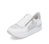 Plateausneaker REMONTE, Damen, Gr. 39, silber (weiß, silberfarben), Lederimitat, Textil, kontrastfarbene Details, sportlich, Schuhe, Freiezitschuh, Halbschuh, Schnürschuh, vegan, Kontrastbesatz (40109
