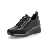 Remonte Damen Low-Top Sneaker D2401, Frauen Halbschuhe,lose Einlage,schnürschuhe,keil Sneaker,Wedge Sneaker,Keilabsatz,schwarz Kombi (06),39 EU