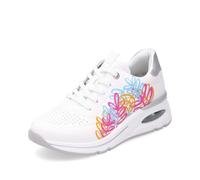 Remonte Damen Low-Top Sneaker D2H02, Frauen Halbschuhe,lose Einlage,schnürschuhe,schnürer,Plateausohle,straßenschuhe,Weiss Kombi (80),37 EU