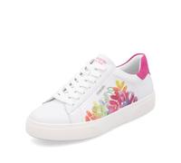 Plateausneaker REMONTE, Damen, Gr. 36, pink (weiß, fuchsia), Leder, kontrastfarbene Details, sportlich, Schuhe, Schnürschuh, Freizeitschuh, Halbschuh mit Blütenprint (75827434-36) weiß, fuchsia