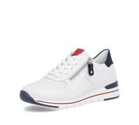 Keilsneaker REMONTE, Damen, Gr. 38, weiß, dunkelblau, rot, Leder, unifarben mit Farbeinsätzen, Schuhe Sneaker, mit gepolstertem Fußbett, Freizeitschuh, Halbschuh, Schnürschuh (64374022-38) weiß, dunke