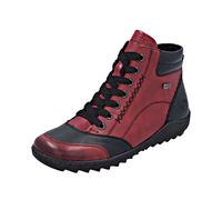 Schnürboots REMONTE, Damen, Gr. 42, rot (dunkelrot, schwarz), Leder, Lederimitat, kontrastfarbene Details, casual, Schuhe, Winterboots, Stiefelette, Boots mit wasserabweisender TEX-Membran (62217349-4