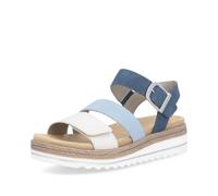 Keilsandalette REMONTE, Damen, Gr. 44, blau, sanftes weiß, Lederimitat, Schuhe, Keilabsatz, Sommerschuh, Sandale in veganer Verarbeitung (32819303-44) blau, sanftes weiß