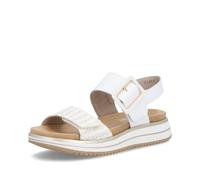 Keilsandalette REMONTE "ELLE-Collection", Damen, Gr. 44, weiß, goldfarben, Leder, Textil, Schuhe, Sommerschuh, Sandale, Komfortschuh mit praktischen Klettverschlüssen (72080305-44) weiß, goldfarben