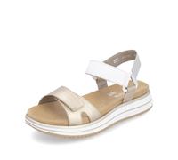 Riemchensandale REMONTE "Elisabeth Hurley-Collection", Damen, Gr. 41, gold (weiß, goldfarben), Leder, metallic, casual, Schuhe, Keilabsatz, Klettschuh, Sandalette mit Plateausohle (75903962-41) weiß,