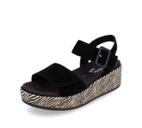 Sandalette REMONTE "Elisabeth Hurley-Collection", Damen, Gr. 37, schwarz, Veloursleder, modisch, Schuhe, Keilabsatz, Sommerschuh, Riemchensandale mit bezogenem Plateau (93340623-37) schwarz