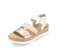 Remonte Damen Riemchensandalen D2P50, Frauen Sandalen,lose Einlage,flach,Sommerschuhe,Freizeitschuhe,offene Schuhe,Strandschuhe,Weiss Kombi (80),37 EU