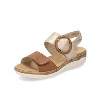 Keilsandalette REMONTE, Damen, Gr. 44, grau (taupe, braun), Leder, Lederimitat, Schuhe, Sommerschuh, Riemchensandale, praktische Klettverschlüsse (42474241-44) taupe, braun