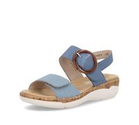 Keilsandalette REMONTE, Damen, Gr. 42, jeansblau, Leder, Lederimitat, Schuhe, Sommerschuh, Riemchensandale, praktische Klettverschlüsse (92739035-42) jeansblau