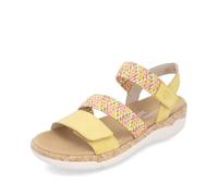 Keilsandalette REMONTE, Damen, Gr. 39, gelb (gelb multi), Lederimitat, Bast, kontrastfarbene Details, casual, Schuhe, Riemchensandale, Bequemschuh, Sommerschuh mit Soft-Fußbett (97092827-39) gelb mult