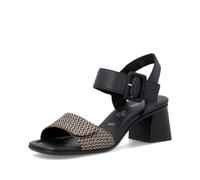 Remonte Dorndorf Sandalette D1K51-04 Damen Leder/Textil Flechtoptik Schwarz/Natur Gr. 39 Blockabsatz