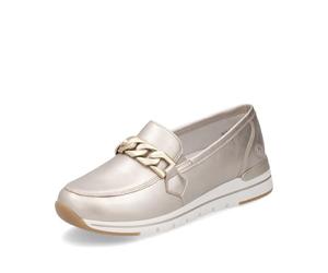 Remonte Damen Slipper R6711, Frauen Slip On,lose Einlage,Halbschuhe,Slides,Schlupfschuhe,schluepfschuhe,Loafer,College Schuhe,elegant,Gold (90),39 EU