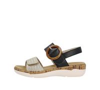 Remonte Damen R6853 Sandale, beige-Gold/schwarz / 02, 39 EU
