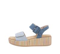 Sandalette REMONTE "Elisabeth Hurley-Collection", Damen, Gr. 43, blau (jeansblau, hellblau), Veloursleder, modisch, Schuhe, Keilabsatz, Sommerschuh, Riemchensandale mit bezogenem Plateau (48612022-43)