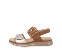 Remonte Keilsandalette D1J53-22 – Leder, metallic, Softfußbett – Damen Gr. 40, braun/goldfarben