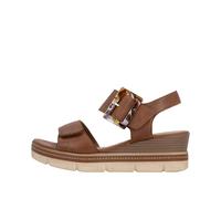 Keilsandalette REMONTE "Elisabeth Hurley-Collection", Damen, Gr. 39, braun, Leder, unifarben, Schuhe, Keilabsatz, Riemensandale, Sommerschuh, auffällige Zierschnalle (42524817-39) braun