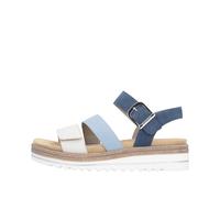 Remonte Damensandalette D0Q55, Keilabsatz, vegan, lose Einlage, Lederimitat, Blau/Sanftweiß, Gr. 42