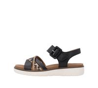 Sandale REMONTE, Damen, Gr. 38, schwarz, leo, beige, Leder, Lederimitat, Basic, Schuhe Sandale, Sommerschuh, Sandalette mit Softfußbett und Klettverschluss (21528338-38) schwarz, leo, beige