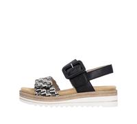 Plateausandale REMONTE, Damen, Gr. 37, schwarz, creme, Lederimitat, Textil, Flechtoptik, Schuhe, Sandalette, Sommerschuh, Keilabsatz, mit Lite´n Soft-Ausstattung (94038402-37) schwarz, creme