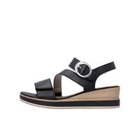 Keilsandalette REMONTE, Damen, Gr. 40, schwarz, Leder, unifarben, Schuhe, Sommerschuh, Riemchensandale mit praktischen Klettverschlüssen (68903200-40) schwarz