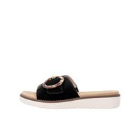Pantolette REMONTE, Damen, Gr. 39, schwarz, Ziegenveloursleder, unifarben, Basic, Schuhe Pantolette, Sommerschuh, Hausschuh mit praktischem Klettverschluss (13136346-39) schwarz