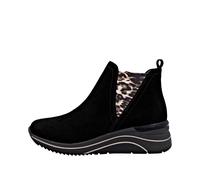 Keilsneaker REMONTE, Damen, Gr. 38, schwarz (schwarz, leo), Elastischer Einsatz, Veloursleder, Schuhe Keilsneaker, Boots, Chelseaboots, Stiefelette mit Softfußbett (98053710-38)