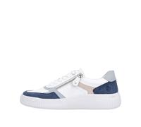 Plateausneaker REMONTE, Damen, Gr. 39, weiß, jeansblau, Leder, Lederimitat, kontrastfarbene Details, Schuhe Plateausneaker, Schnürschuh, Halbschuh, Freizeitsneaker mit Schaftrandpolsterung (54587235-3