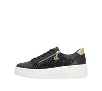 Remonte Dorndorf Plateausneaker D1C11 Damen Gr. 37 schwarz/gold Leder/Lederimitat