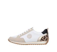 Sneaker REMONTE, Damen, Gr. 41, weiß, natur, leo, Lederimitat, Schuhe Sneaker, Schnürschuh, Halbschuh, Casual-Sneaker mit gepolstertem Schaftrand (54094248-41) weiß, natur, leo