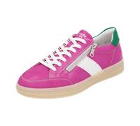 Plateausneaker REMONTE "Elisabeth Hurley-Collection", Damen, Gr. 38, fuchsia, weiß, grün, Leder, kontrastfarbene Details, sportlich, Schuhe Retrosneaker, Freizeitschuh, Halbschuh, Schnürschuh, zusätzl