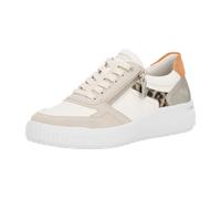Plateausneaker REMONTE, Damen, Gr. 40, creme, natur, orange, Leder, Lederimitat, kontrastfarbene Details, Schuhe Plateausneaker, Schnürschuh, Halbschuh, Freizeitsneaker mit Schaftrandpolsterung (40215