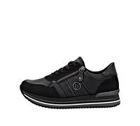 Plateausneaker REMONTE, Damen, Gr. 40, schwarz (schwarz, grau), Leder, Textil, sportlich, Schuhe, Schnürschuh, Halbschuh, Freizeitschuh mit gepolstertem Schaftrand (31055830-40) schwarz, grau