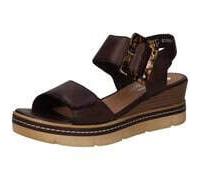 Keilsandalette REMONTE "Elisabeth Hurley-Collection", Damen, Gr. 39, dunkelbraun, Leder, unifarben, Schuhe, Keilabsatz, Riemensandale, Sommerschuh, auffällige Zierschnalle (18876845-39) dunkelbraun