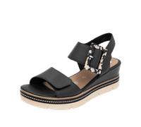 Remonte Keilsandalette Elisabeth Hurley-Collection Damen Leder schwarz Gr. 40 mit Zierschnalle