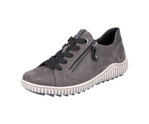 Remonte Komfort Schnürhalbschuh extra weit für Damen, grau, Größe 37 EU