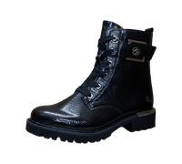 Schnürstiefelette REMONTE, Damen, Gr. 40, schwarz (schwarz uni), Lacklederimitat, glänzend, Schuhe Schnürstiefelette, Blockabsatz, Schnürboots im Kroko-Look, Innenreißverschluss (33240105-40) schwarz