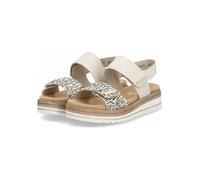 Keilsandalette REMONTE, Damen, Gr. 37, hellbeige kombiniert, Leder, Lederimitat, animal-print, Schuhe, Schlupfschuh, Sommerschuh, Klett-Sandale mit weichem Fußbett (57002316-37) hellbeige kombiniert