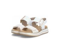Keilsandalette REMONTE "ELLE-Collection", Damen, Gr. 40, weiß, goldfarben, Leder, Textil, Schuhe, Sommerschuh, Sandale, Komfortschuh mit praktischen Klettverschlüssen (72080305-40) weiß, goldfarben
