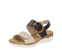 Remonte Damen R6853 Sandale, beige-Gold/schwarz / 02, 39 EU