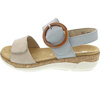 Keilsandalette REMONTE, Damen, Gr. 39, blau (hellbeige, hellblau), Leder, Lederimitat, Schuhe, Sommerschuh, Riemchensandale, praktische Klettverschlüsse (54949605-39) hellbeige, hellblau