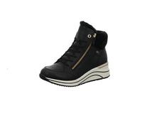 Remonte Damen High-Top Sneaker D0T77, Frauen Halbschuhe,lose Einlage,wasserabweisend,remonteTEX,schnürschuhe,schnürer,mid Cut,schwarz (02),44 EU