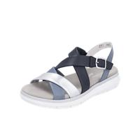 Riemchensandale REMONTE "Elisabeth Hurley-Collection", Damen, Gr. 37, silber (blau, silberfarben), Leder, casual, Schuhe, Keilabsatz, Sommerschuh, Sandalette mit Kreuzbandage (82569410-37) blau, silbe