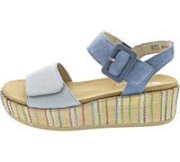 Sandalette REMONTE "Elisabeth Hurley-Collection", Damen, Gr. 38, blau (jeansblau, hellblau), Veloursleder, modisch, Schuhe, Keilabsatz, Sommerschuh, Riemchensandale mit bezogenem Plateau (48612022-38)