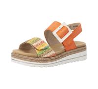 Plateausandale REMONTE, Damen, Gr. 40, orange multicolor, Lederimitat, Textil, Flechtoptik, Schuhe, Sandalette, Sommerschuh, Keilabsatz, mit Lite´n Soft-Ausstattung (60096066-40) orange multicolor