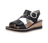Keilsandalette REMONTE, Damen, Gr. 42, schwarz, Leder, unifarben, Schuhe, Sommerschuh, Riemchensandale mit praktischen Klettverschlüssen (68903200-42) schwarz